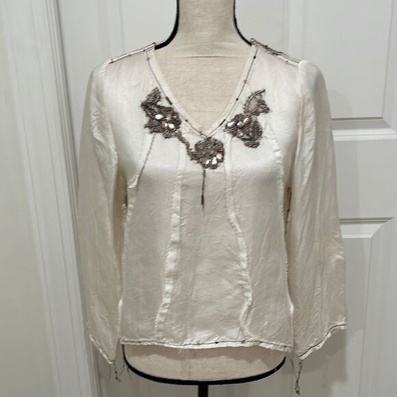 Beautiful silk handmade Giselle Shepatin crop blouse with beautiful beading - Picture 1 of 10